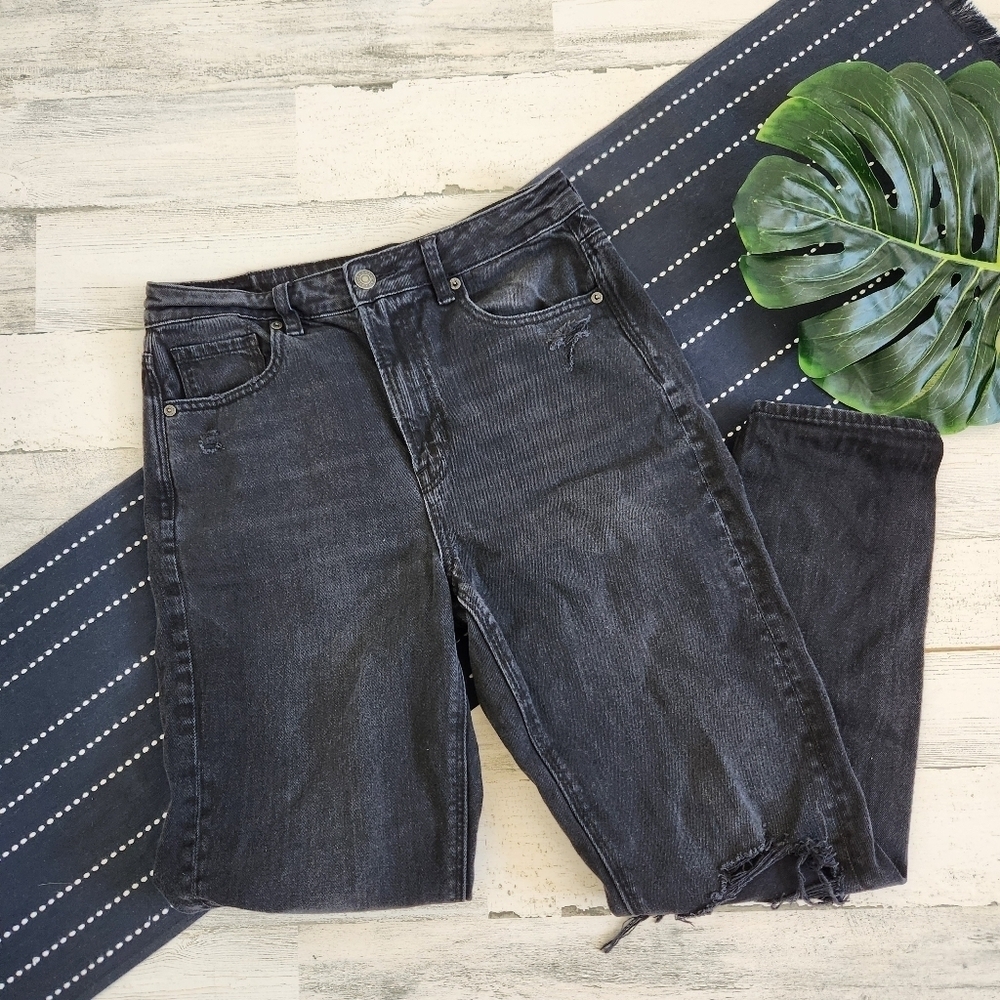 American Eagle Comfort Stretch Waistband High Rise Mom Jeans Black 6 Long